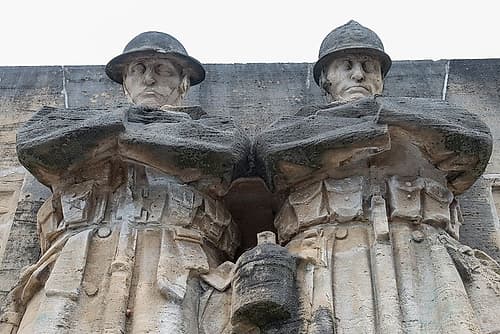Brussels, Belgium. Art Deco sculpture from the late 1930s. European Print